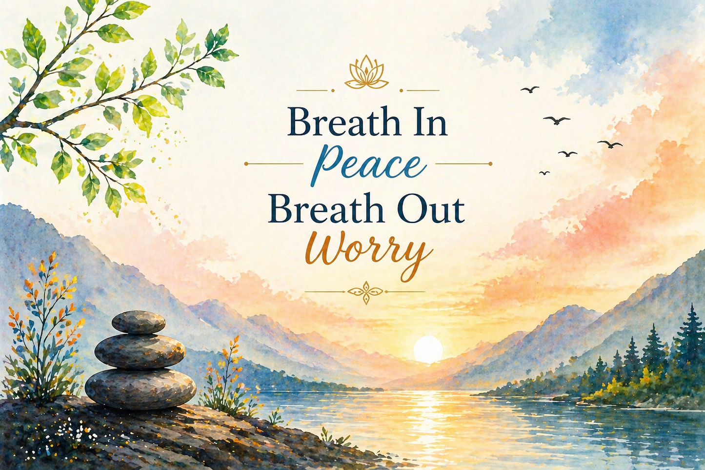 Breath In Peace, Breath Out Worry Frame art