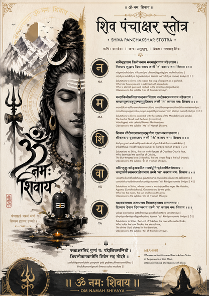 Shiva Panchakshar Stotra – Premium A4 Spiritual Wall Frame