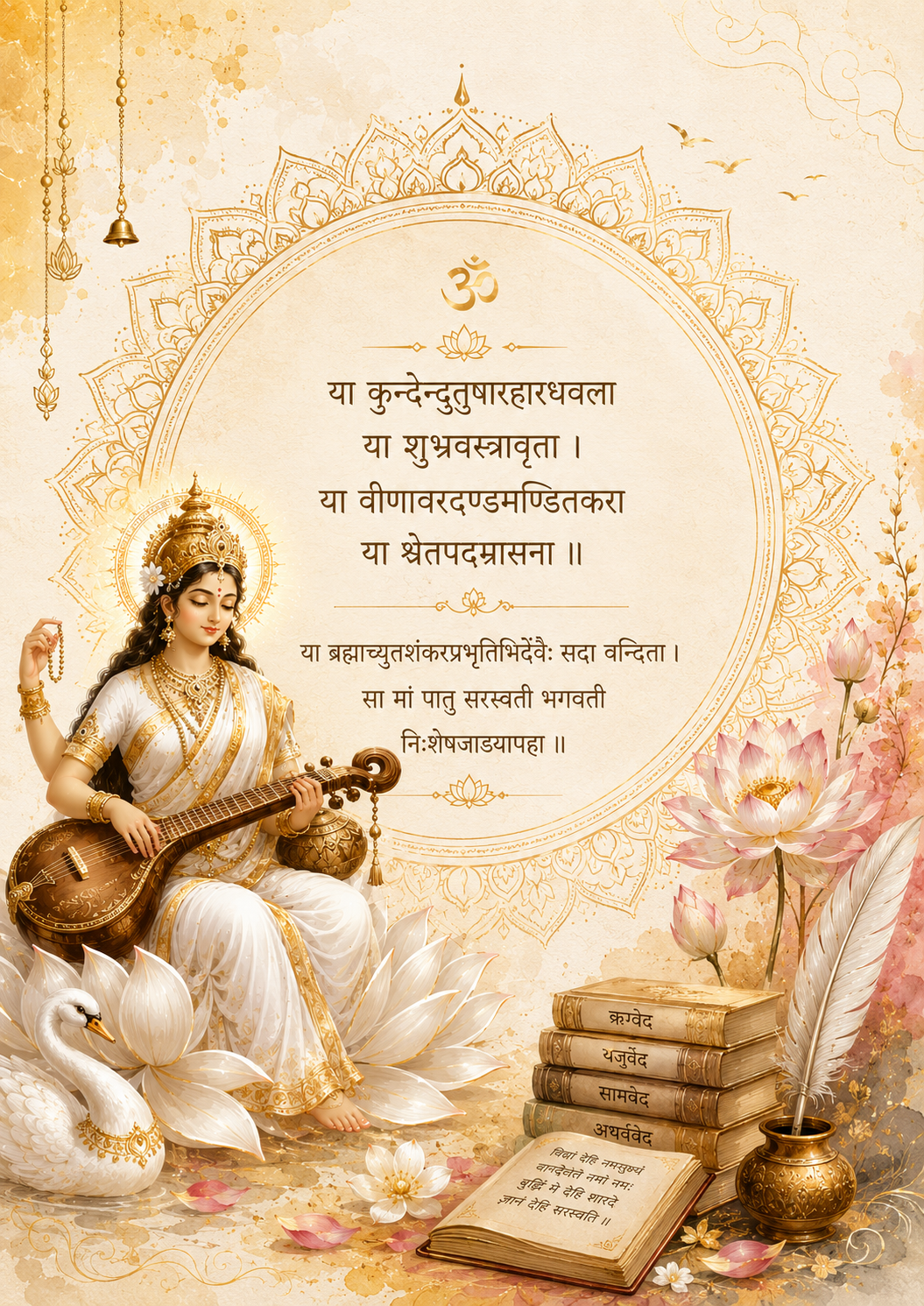 Saraswati Vandana – A4 Spiritual Art Print