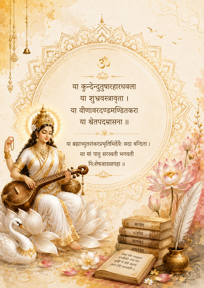 Saraswati Vandana – A4 Spiritual Art Print