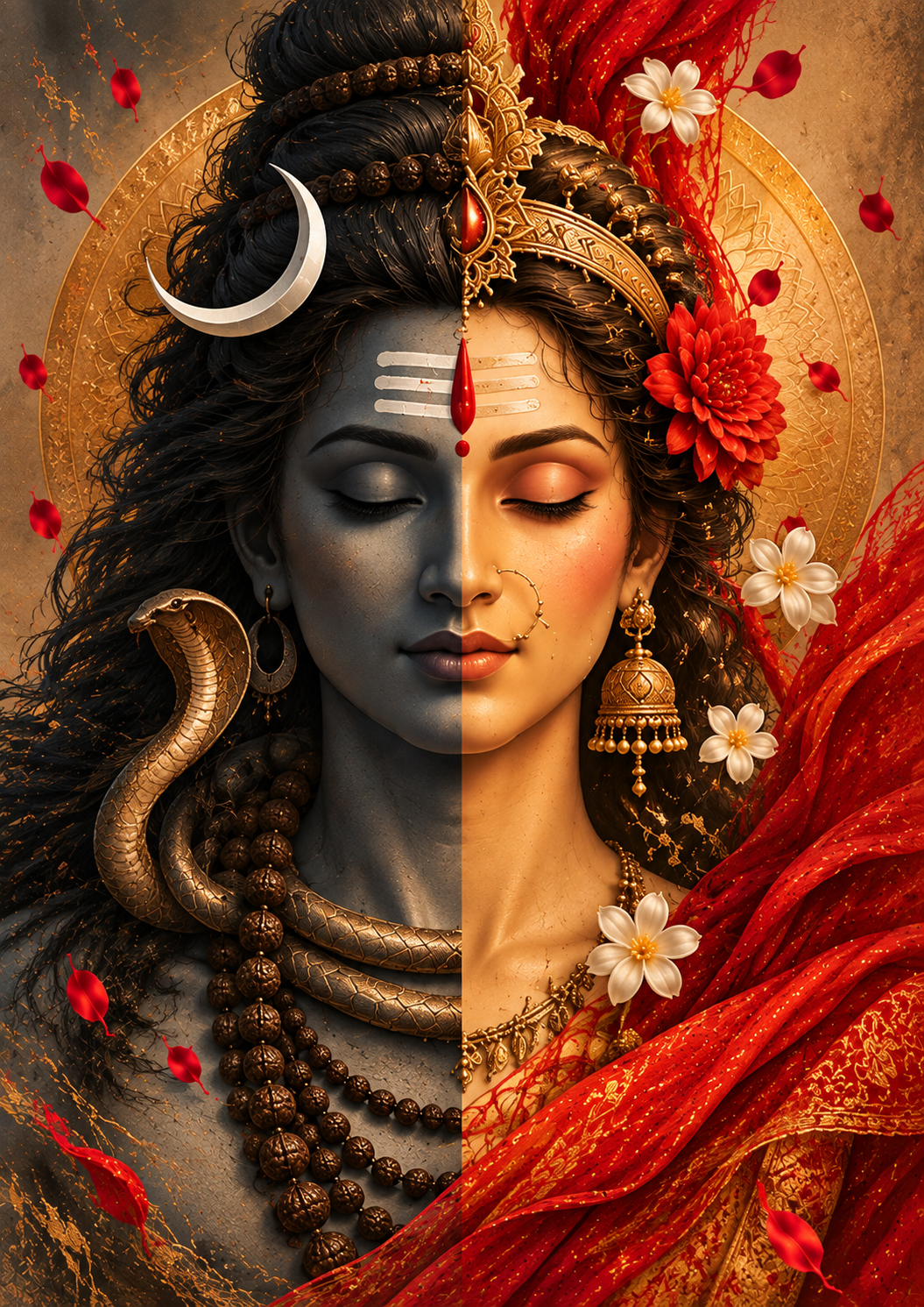 Shiva • Shakti • Ardhanarishwar — Set of 3 Spiritual Wall Art
