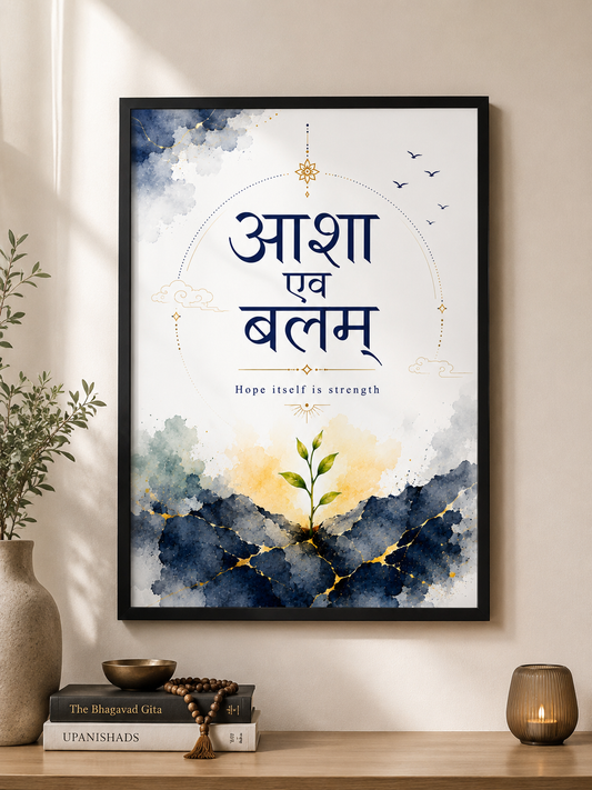 Asha Eva Balam — आशा एव बलम् | Hope & Strength Wall Art